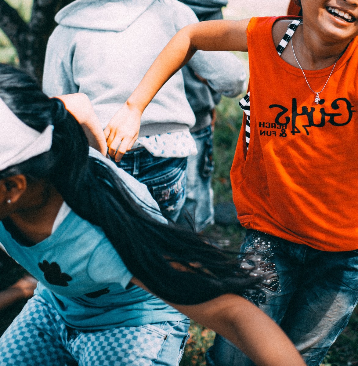 Children playing and laughing